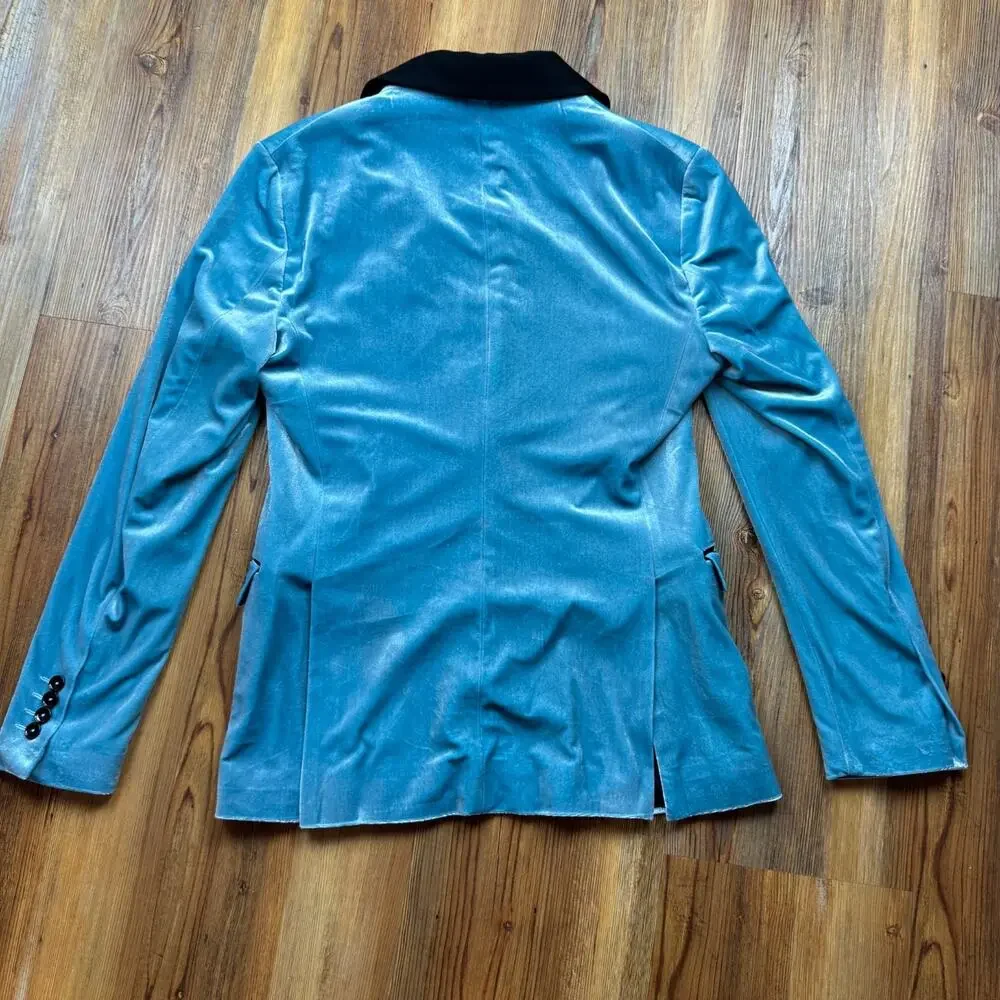NWT 2017 Rare Zara Man Jacket Blue Velvet Tuxedo Smoking Blazer Shawl Medium 38